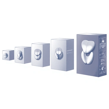 A series of panels depicting the evolution of the thyroid gland. The first panel shows an ancient anatomical illustration with a crude depiction of the thyroid gland's location in the human body, accompanied by labels in a handwritten style. The following panel presents a more refined anatomical drawing from the Renaissance period, highlighting its structure in detail with cross-sections and annotations. The third panel features a detailed medical illustration from the 19th century, showcasing the thyroid gland along with surrounding organs and tissues in a more realistic manner. The final panel displays a modern scientific illustration, emphasizing advanced imaging techniques and highlighting the gland's function and hormonal interactions, with precise labels and diagrams illustrating its role in human physiology. Each panel is framed cohesively, emphasizing the historical progression.