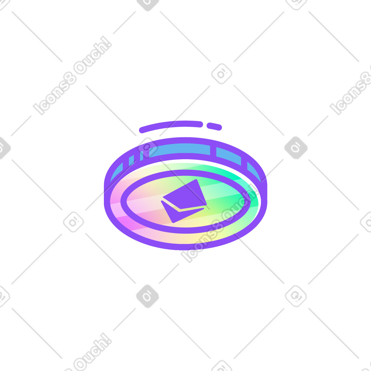 Etherium coin illustration in Holographic style download in PNG, SVG