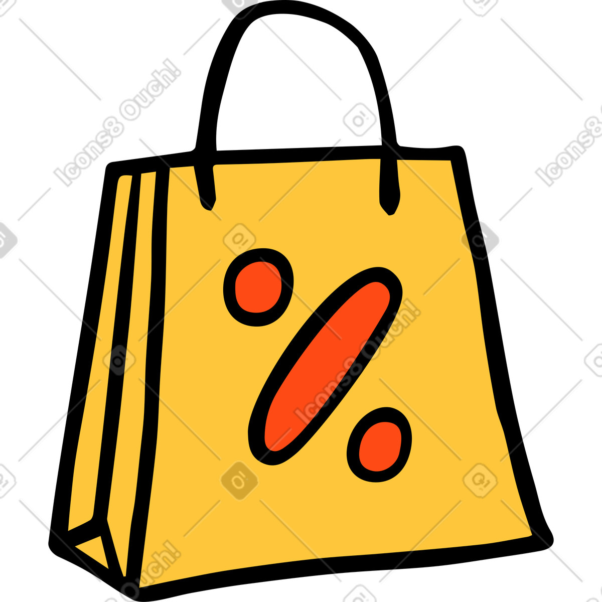 Ilustración Shopping bag with percent sign en estilo Comic a descargar en PNG y SVG
