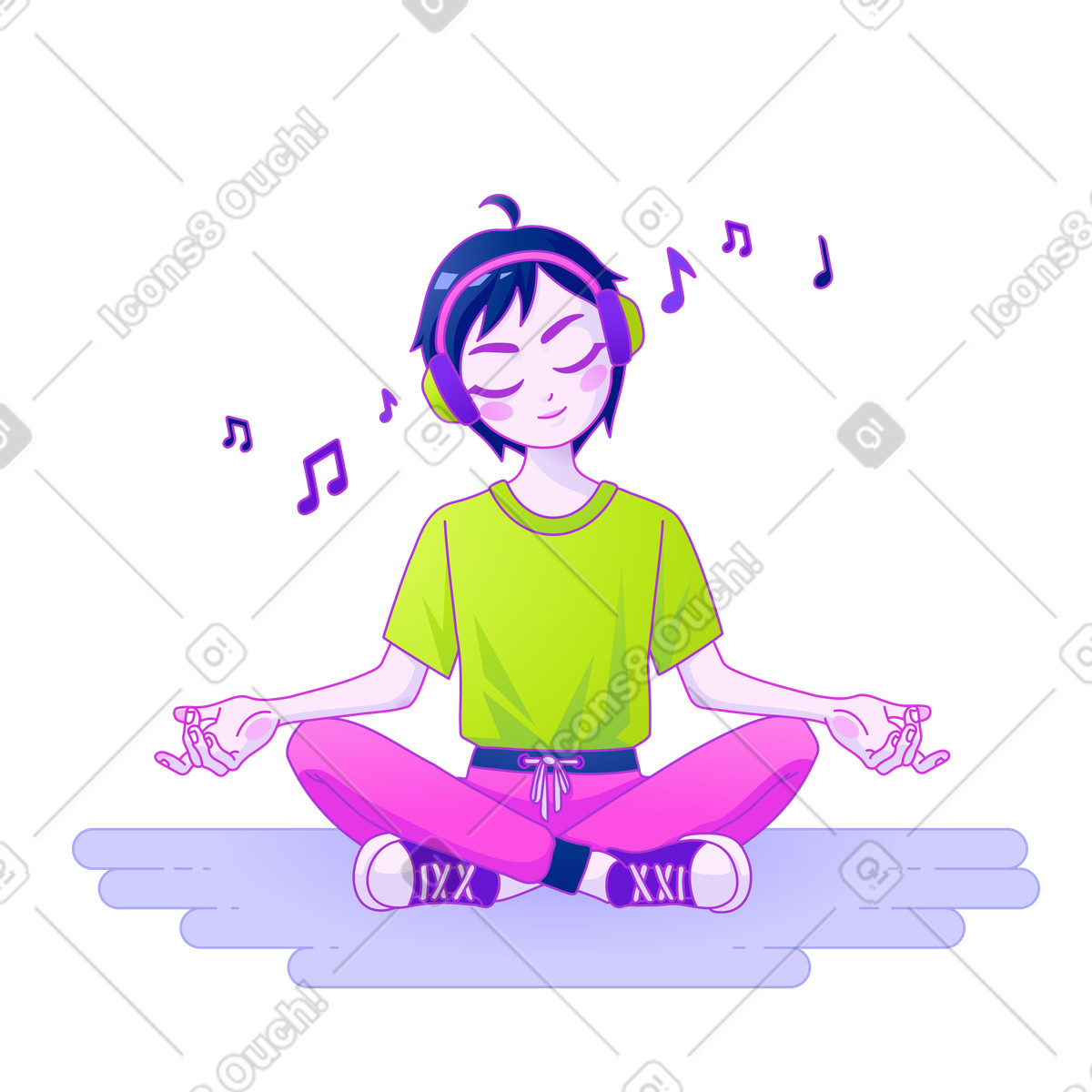 Junge, der musik in kopfhörern hört-Illustration im Experimental-Stil als Download PNG, SVG