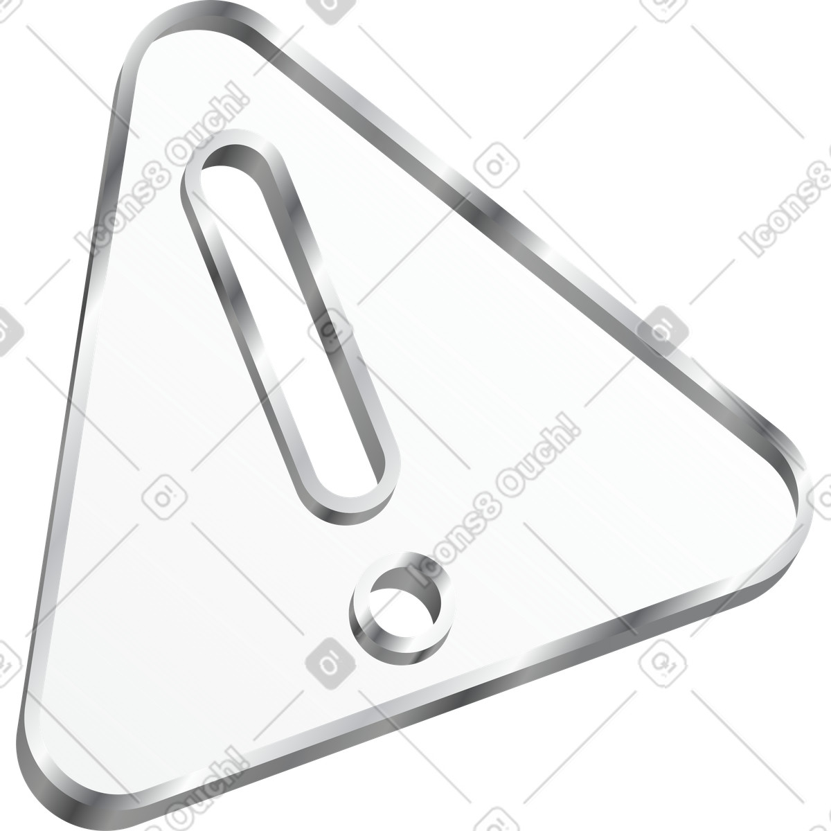 Illustration Warning sign with exclamation mark and metal triangular border dans le style Token à télécharger aux formats PNG, SVG