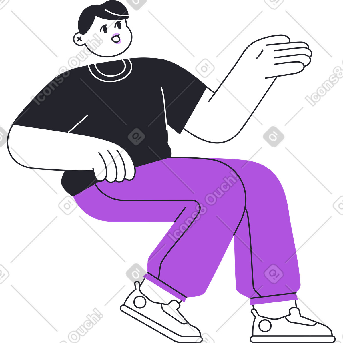 Illustration Homme assis et parlant dans le style Grapy à télécharger aux formats PNG, SVG