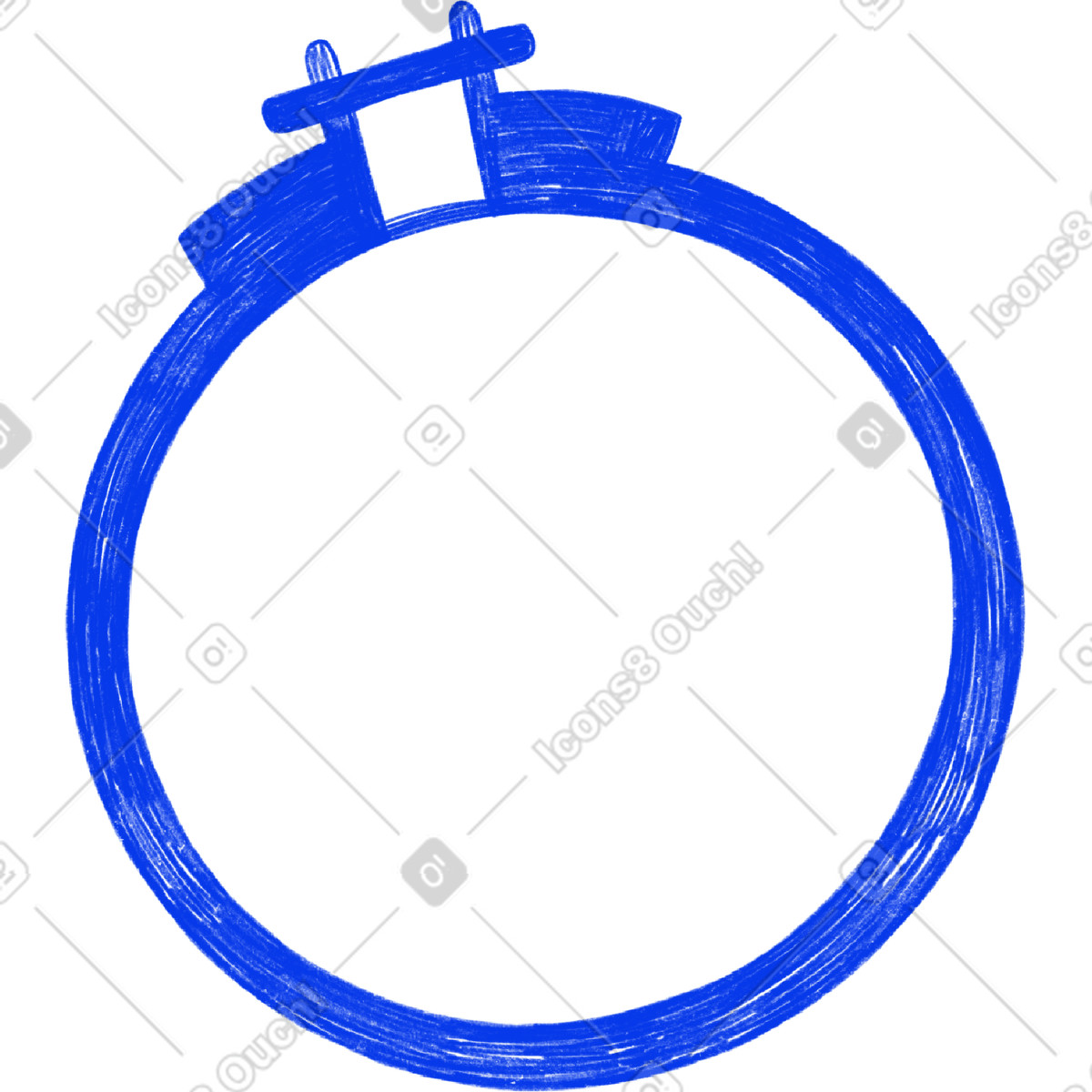 Blue round embroidery frame-Illustration im Biro-Stil als Download in PNG, SVG