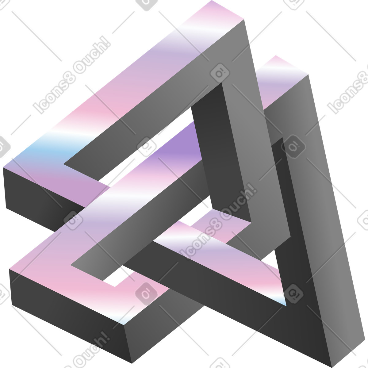 Impossible triangle structure illustration in PNG, SVG