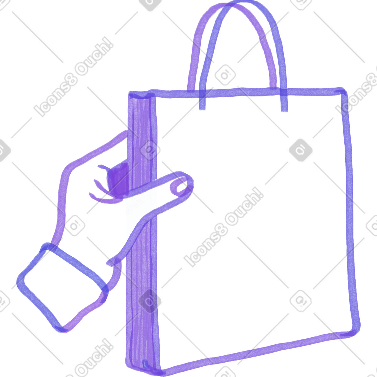 Illustration Hand holds the bag dans le style Marker à télécharger aux formats PNG, SVG