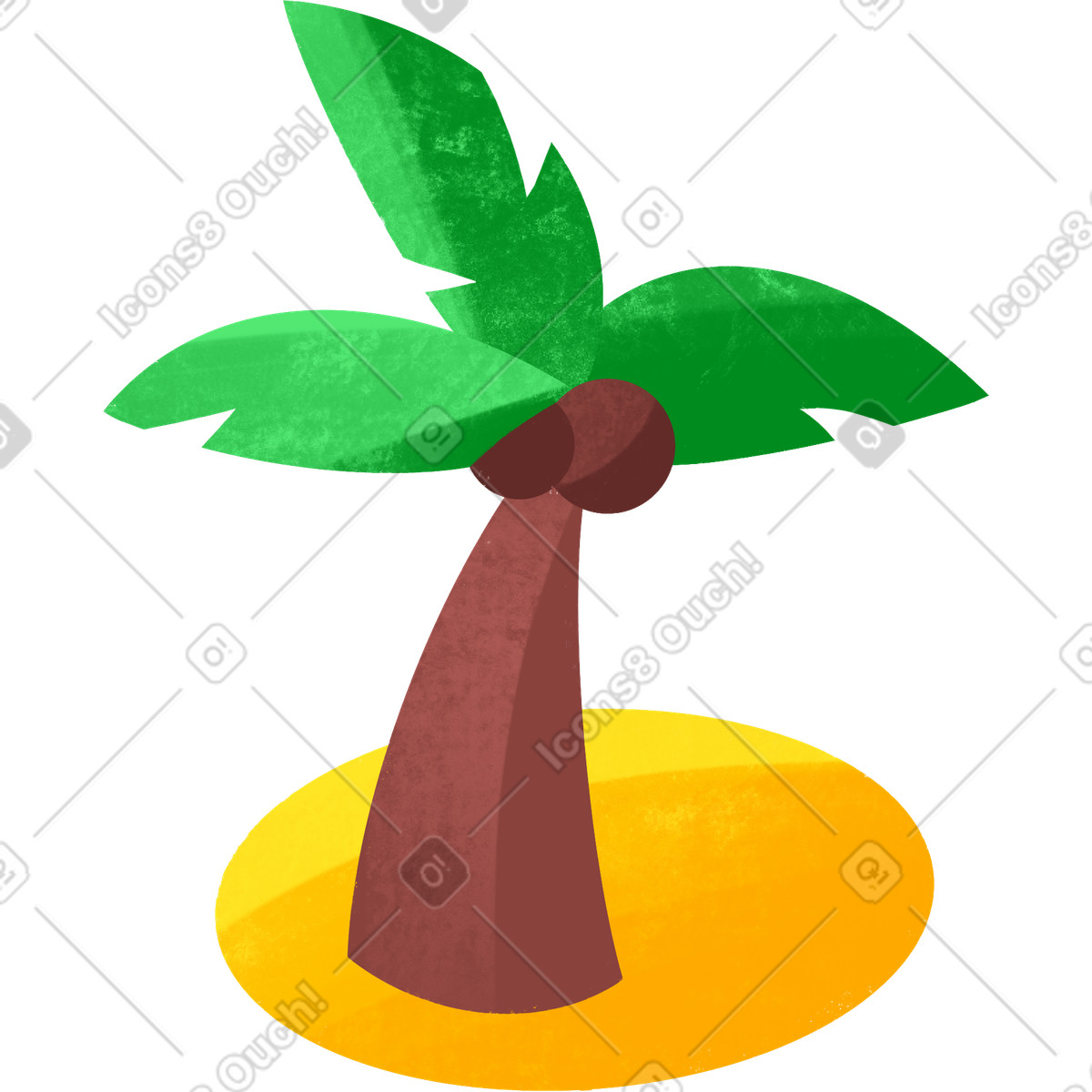 Palm tree on the sand illustration in Bonbon style download in PNG, SVG