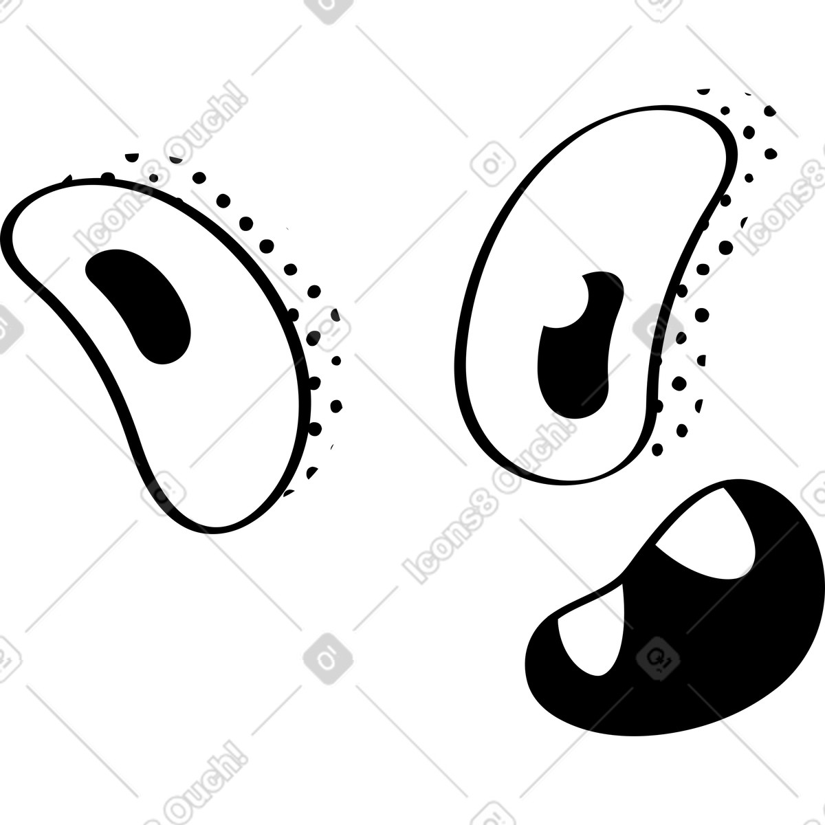 Eyes and open mouth illustration in Looney style download in PNG, SVG