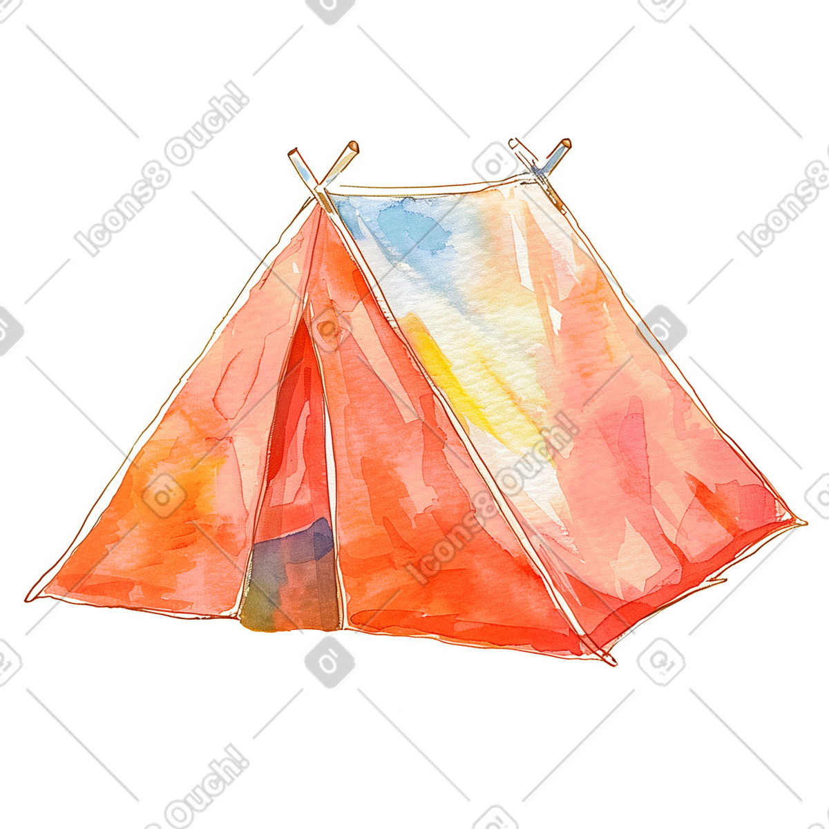 Tourist tent illustration in Watercolor style download in PNG, SVG