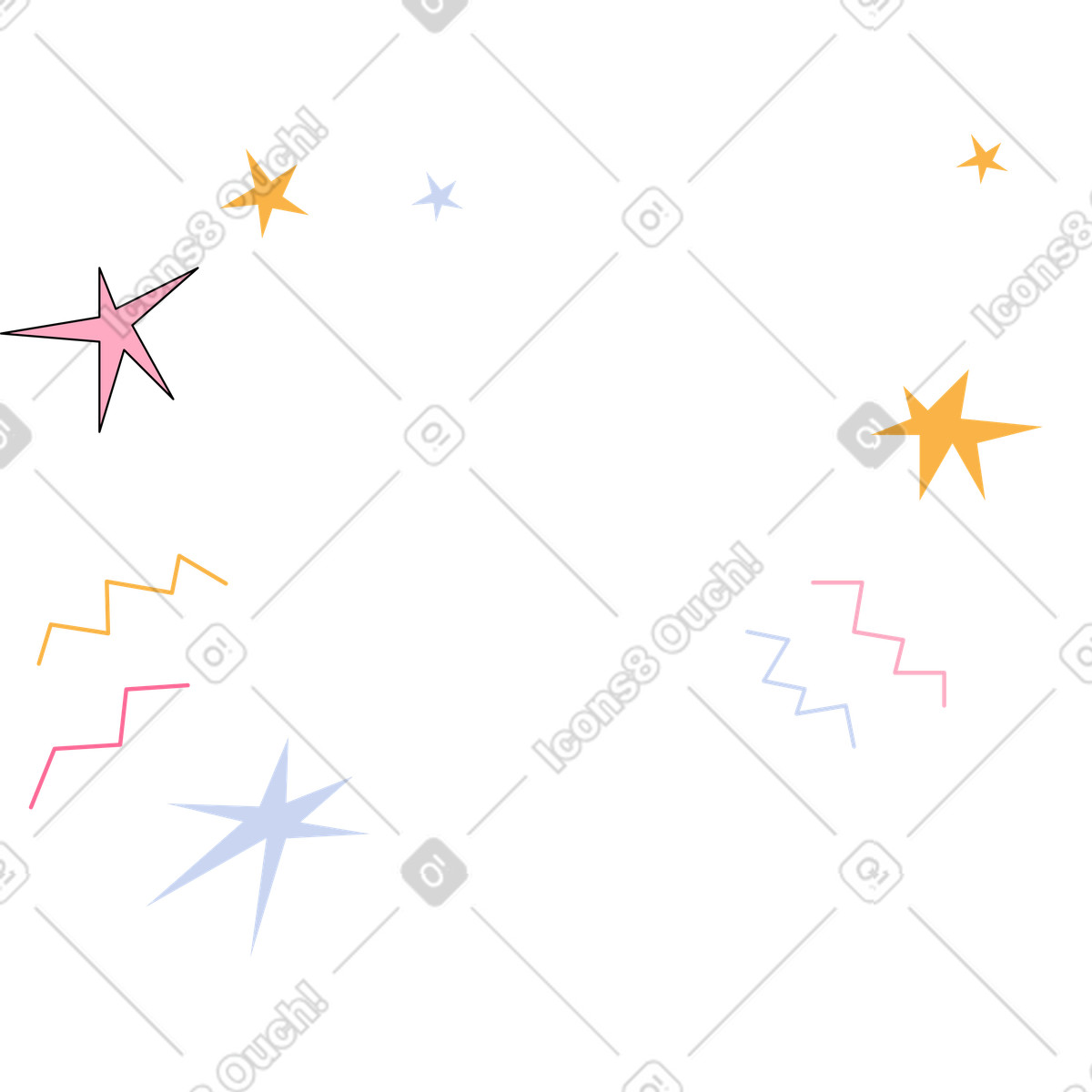 Background with stars and zigzags animated illustration in Bloom style download in GIF, Lottie (JSON), AE