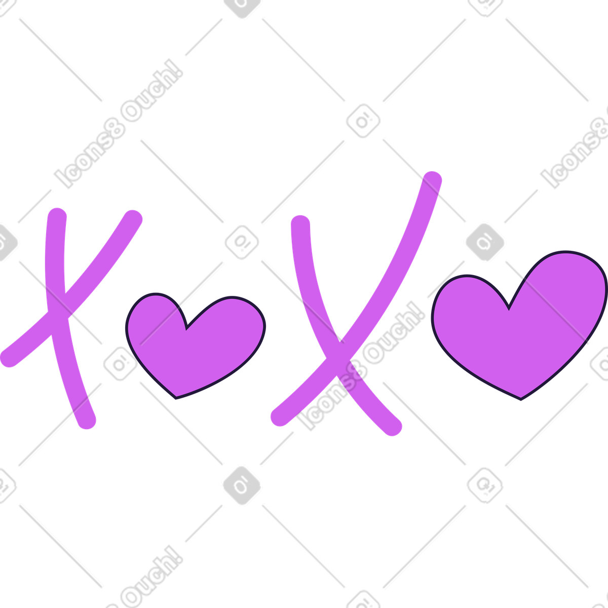 Xoxo-Illustration im Conifer-Stil als Download in PNG, SVG