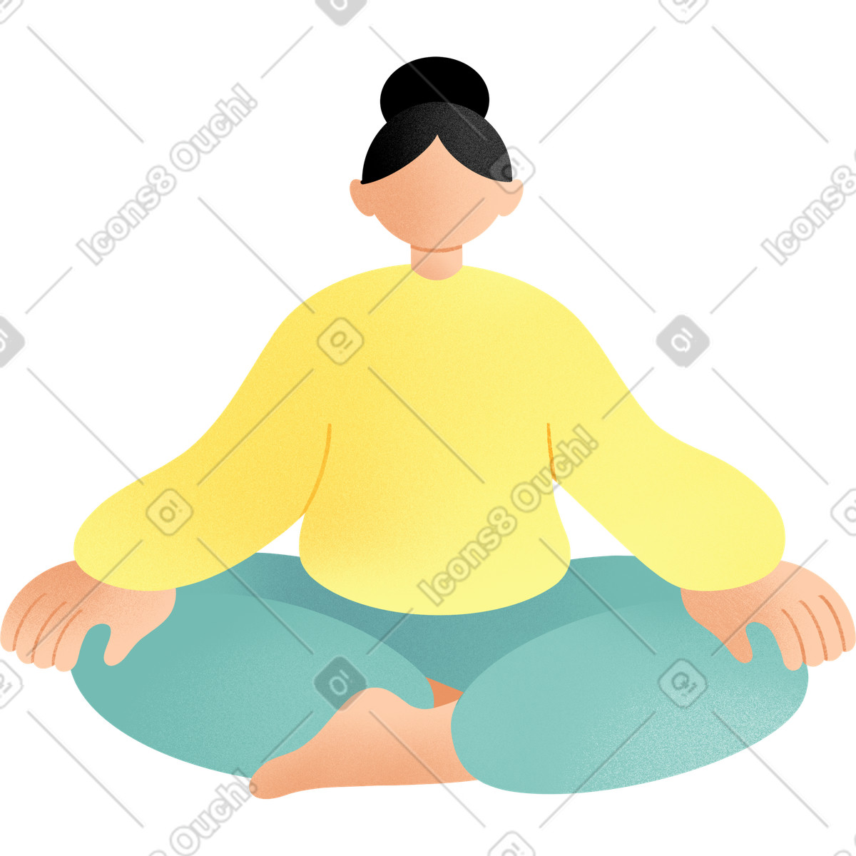 Joy 스타일의 Young woman sitting in lotus position 일러스트레이션 PNG, SVG 다운로드