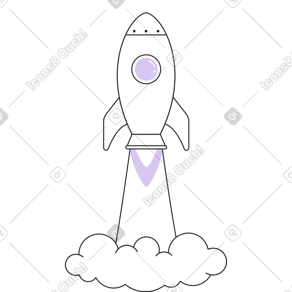 Decollare a razzo illustrazione in stile Sammy Line scarica in PNG, SVG