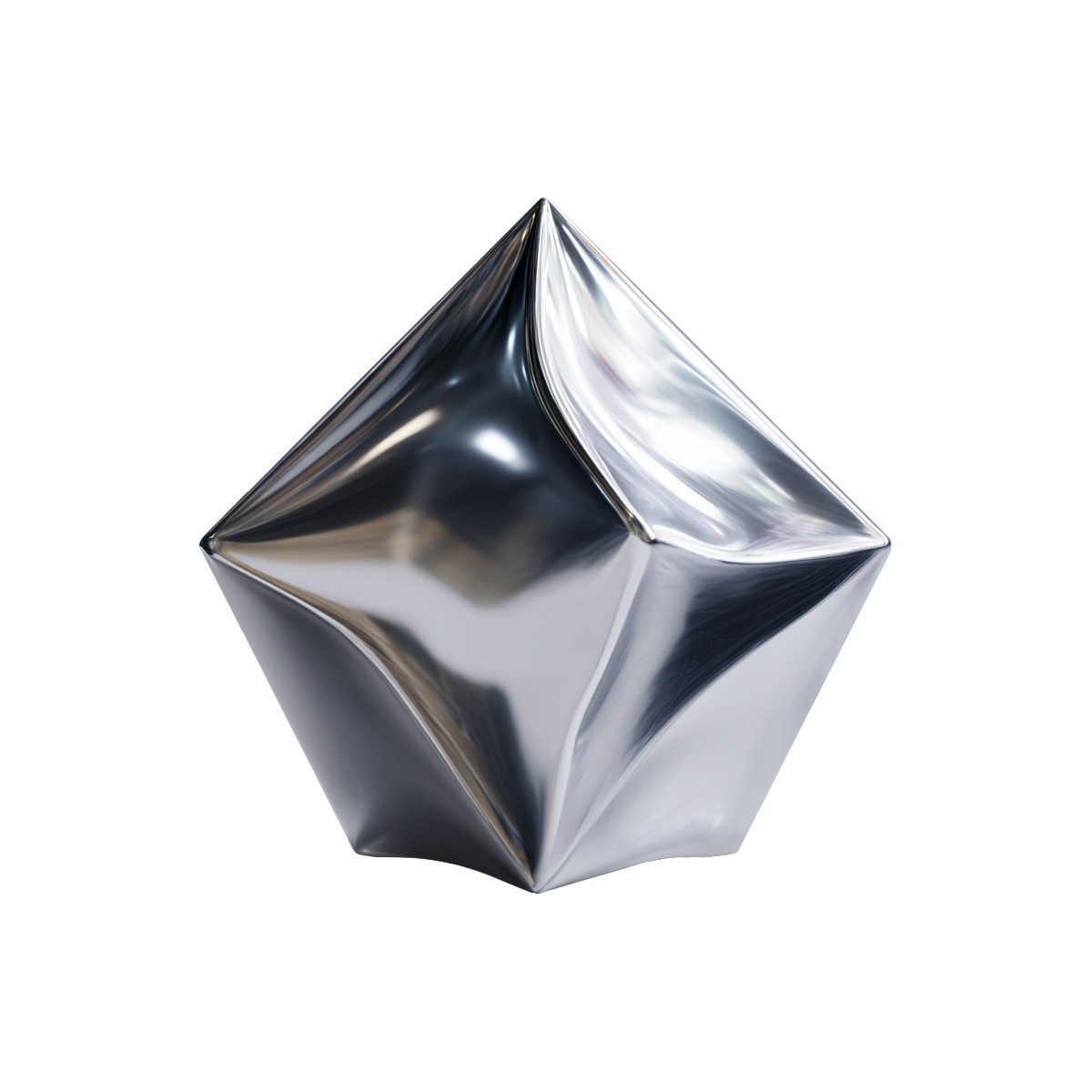 Metallic 스타일의 금속 3d 크리스털, 크롬 추상 코어, ai 모델링 객체, 디지털 디자인 아이콘, 미래 요소 일러스트레이션 PNG, SVG 다운로드