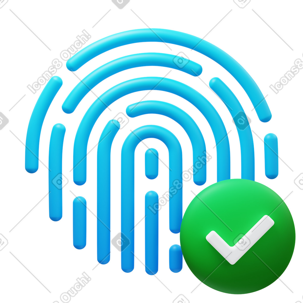 Fingerprint accepted illustrazione in stile 3D Fluency scarica in PNG, SVG