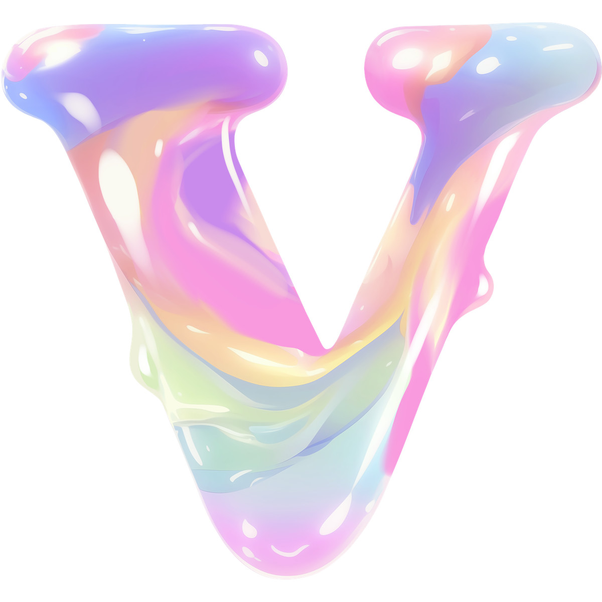 Buchstabe v-Illustration im Fluid-Stil als Download in PNG, SVG