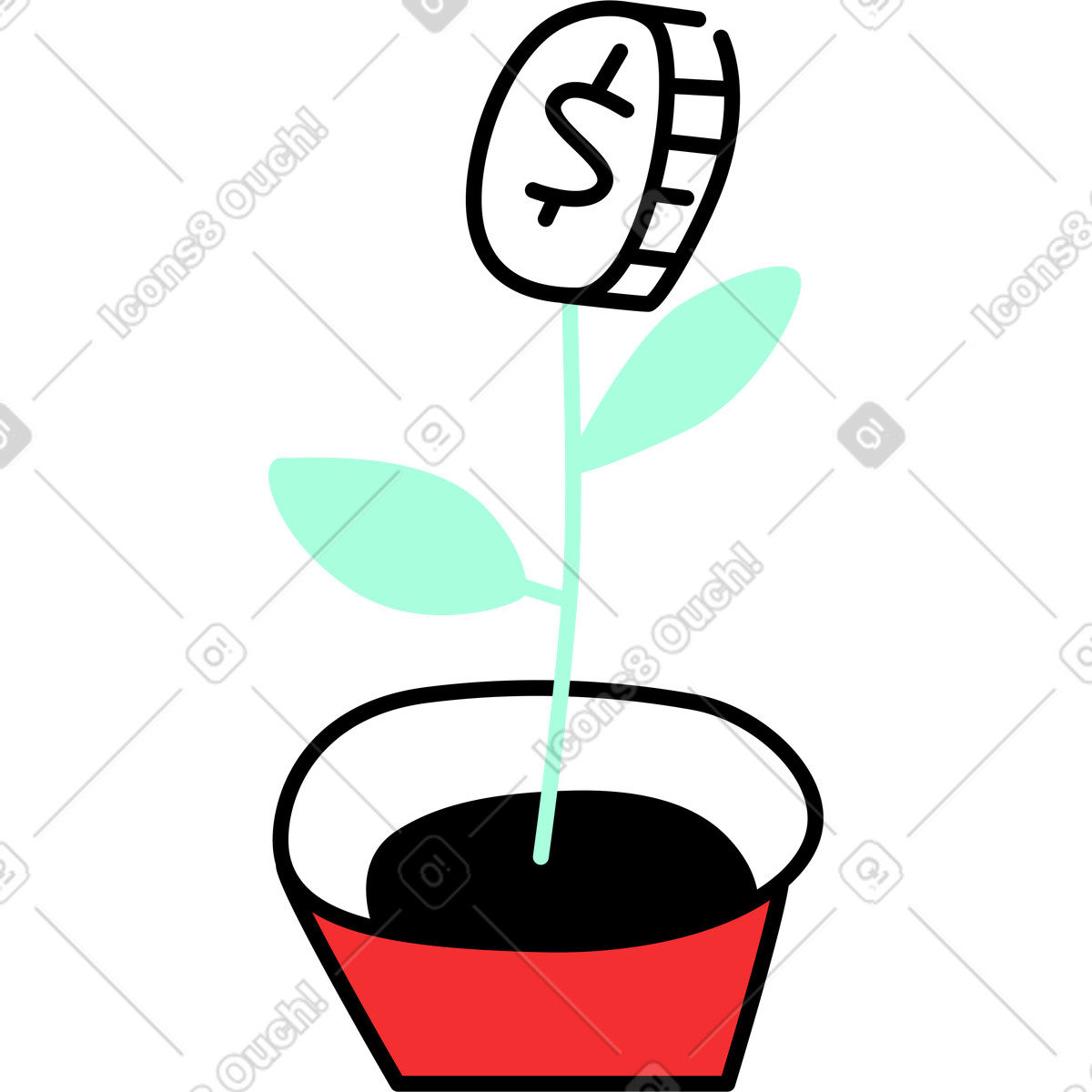 Geldbaum-Illustration im Spicy-Stil als Download in PNG, SVG