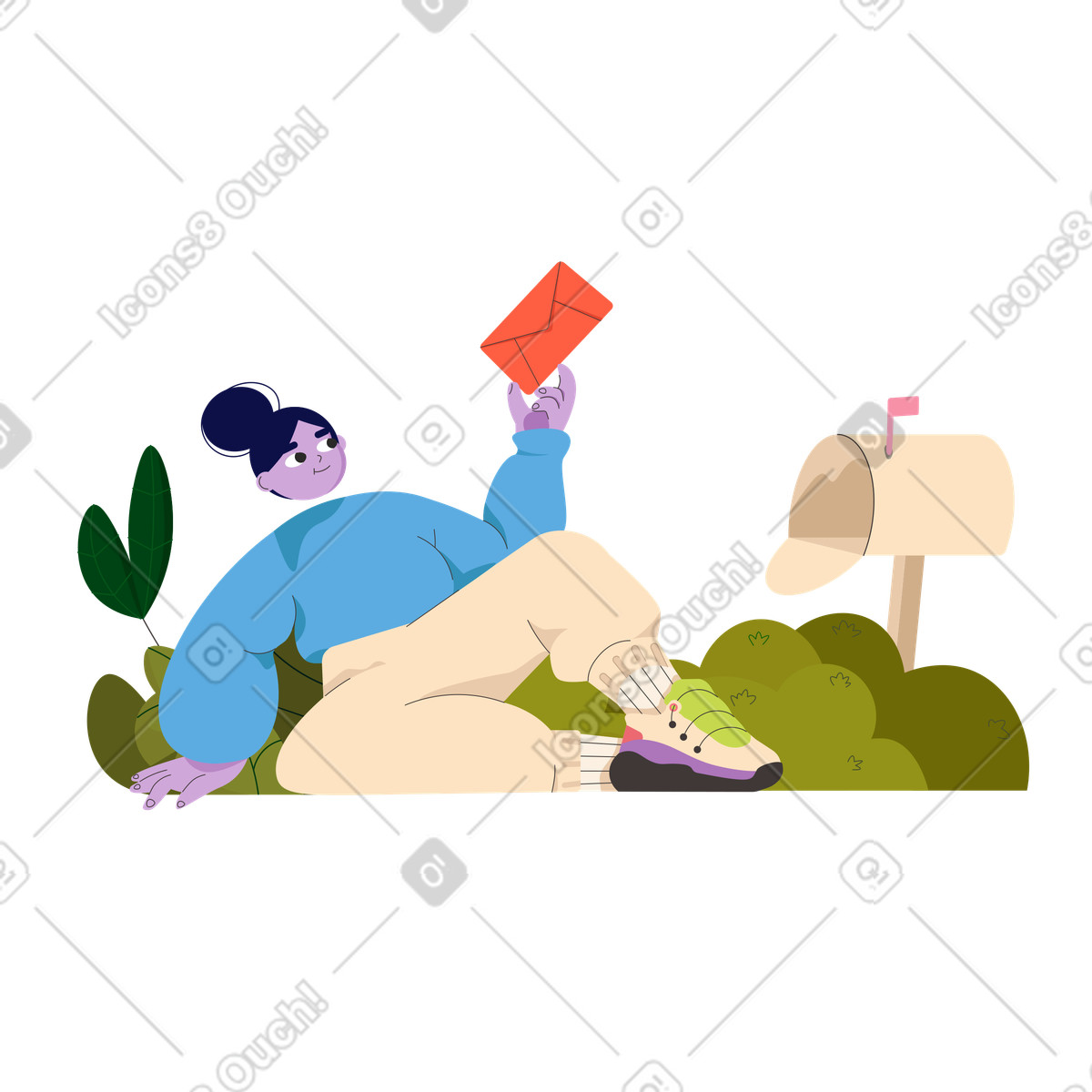 Post checken-Illustration im Dizzy-Stil als Download in PNG, SVG