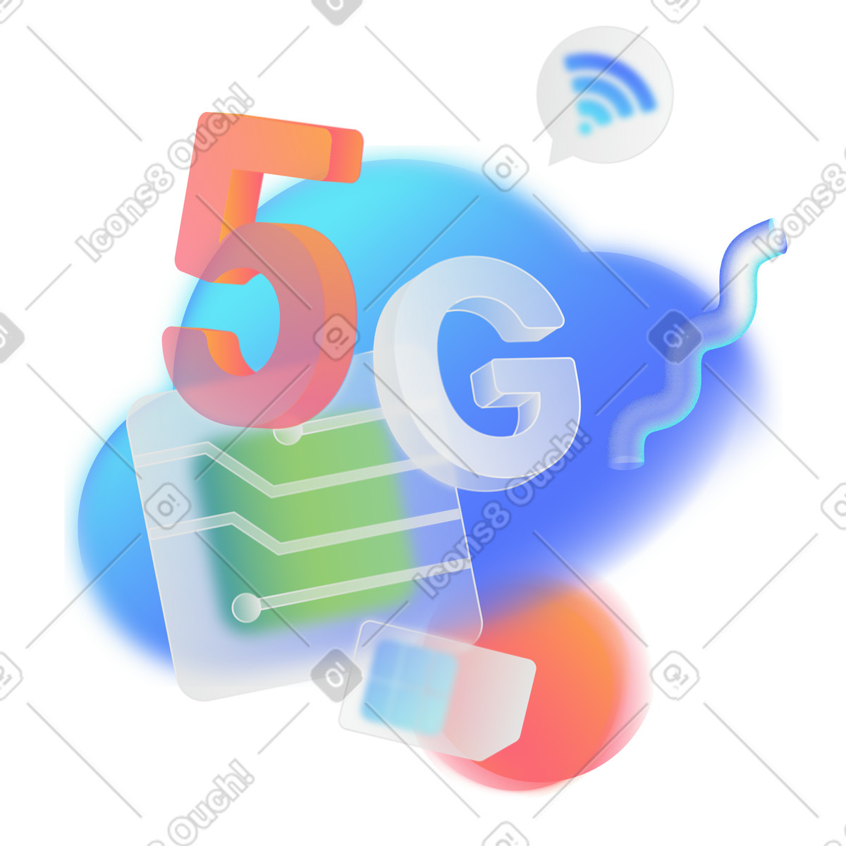 Tecnologia cinque g illustrazione in stile Morphis scarica in PNG, SVG