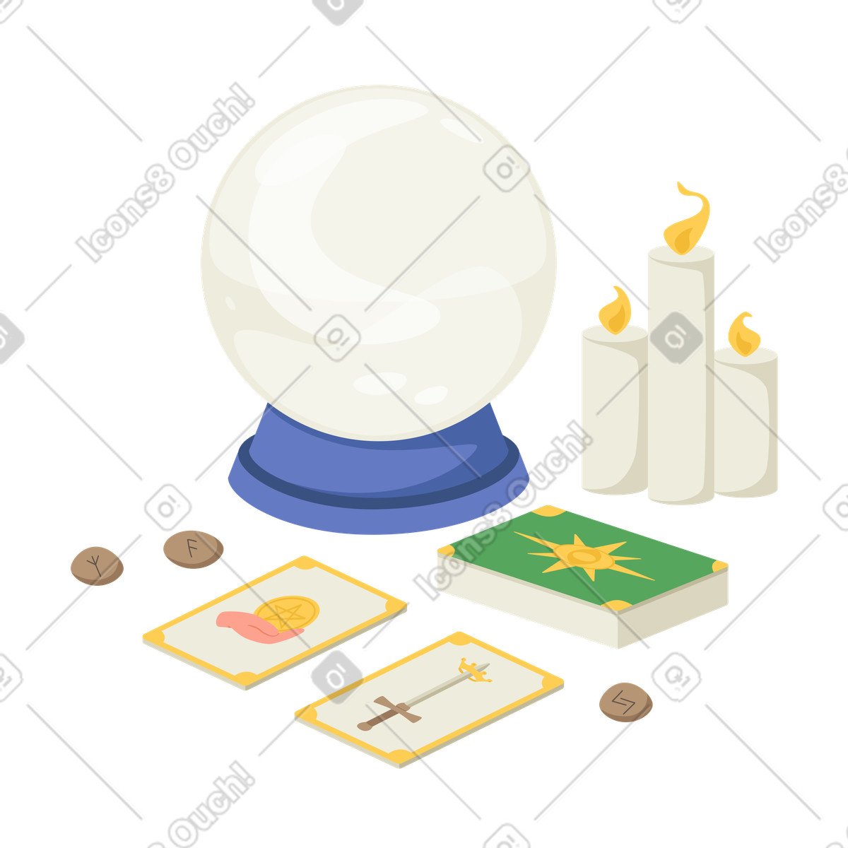 Magic ball and Tarot cards illustration in Social style download in PNG, SVG