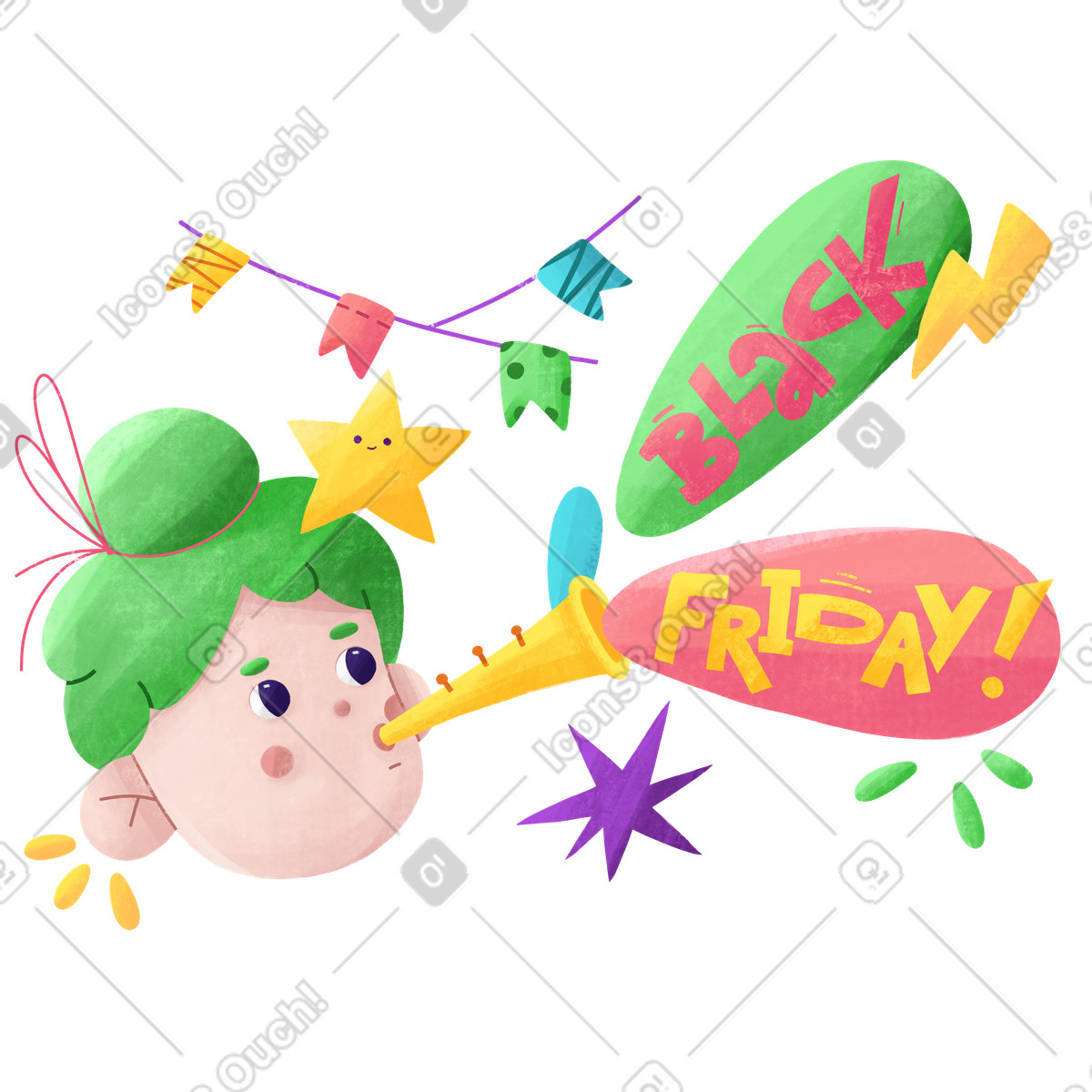 下载 Bonbon 风格的 Black friday sale announcement, promotional marketing event 插画，支持 PNG、SVG 格式