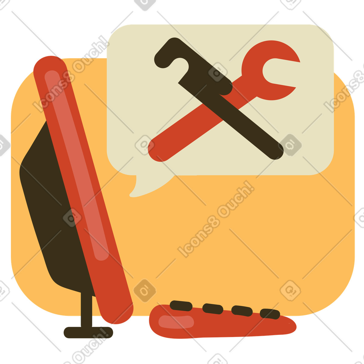 Computer repair illustration featuring clipart graphics and vector images related to fixing devices