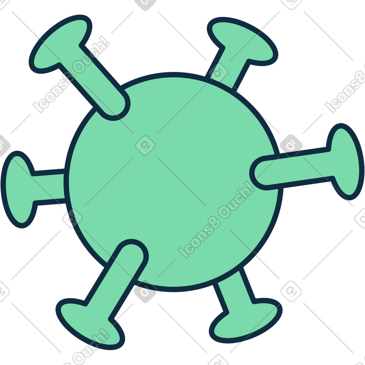 Grande virus verde illustrazione in stile Bubble gum scarica in PNG, SVG