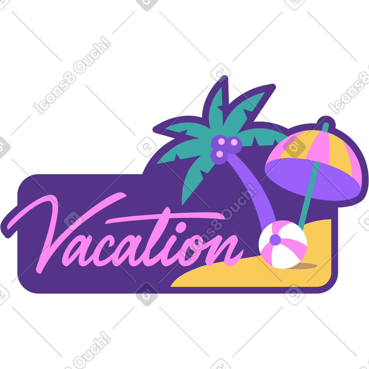 Schriftzug urlaub am strand text-Illustration im Lettering-Stil als Download in PNG, SVG
