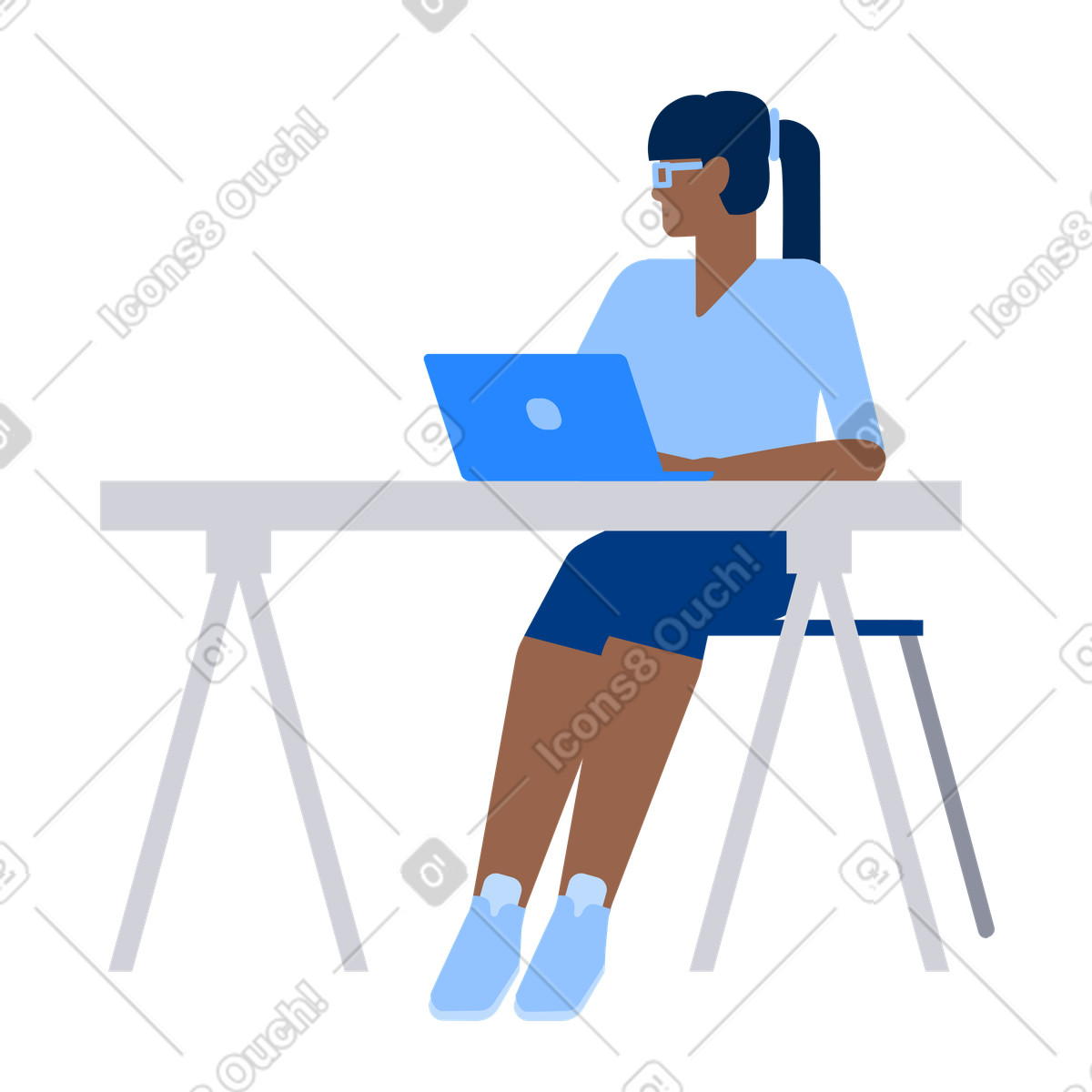 Woman sitting at a table animated illustration in Urban style download in GIF, Lottie (JSON), AE