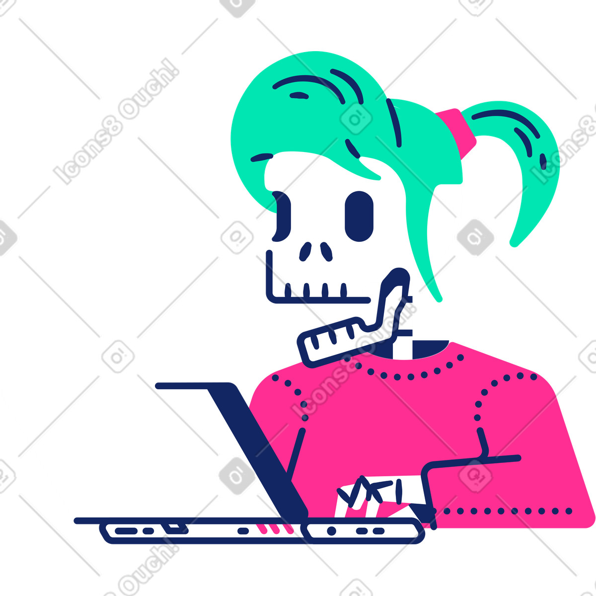 Cyborg スタイルの スケルトンガール のイラストをPNG、SVG形式でダウンロード