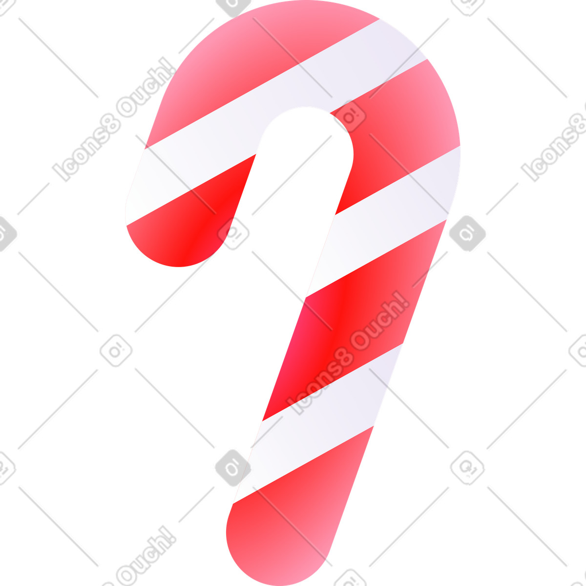 Striped candy cane illustration in Puffy style download in PNG, SVG