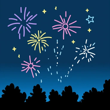 A night sky lit up by vibrant fireworks in celebration of Nowruz