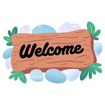 A rustic doormat displaying a wooden texture with visible grains and knots. The doormat features a carved "welcome" message prominently at the center. Surrounding the doormat is a stone pathway leading to an inviting entrance. Soft shadows are cast around the mat, enhancing the three-dimensional effect of the wood grain. Lush greenery is partially visible around the edges, adding a natural touch to the scene.
