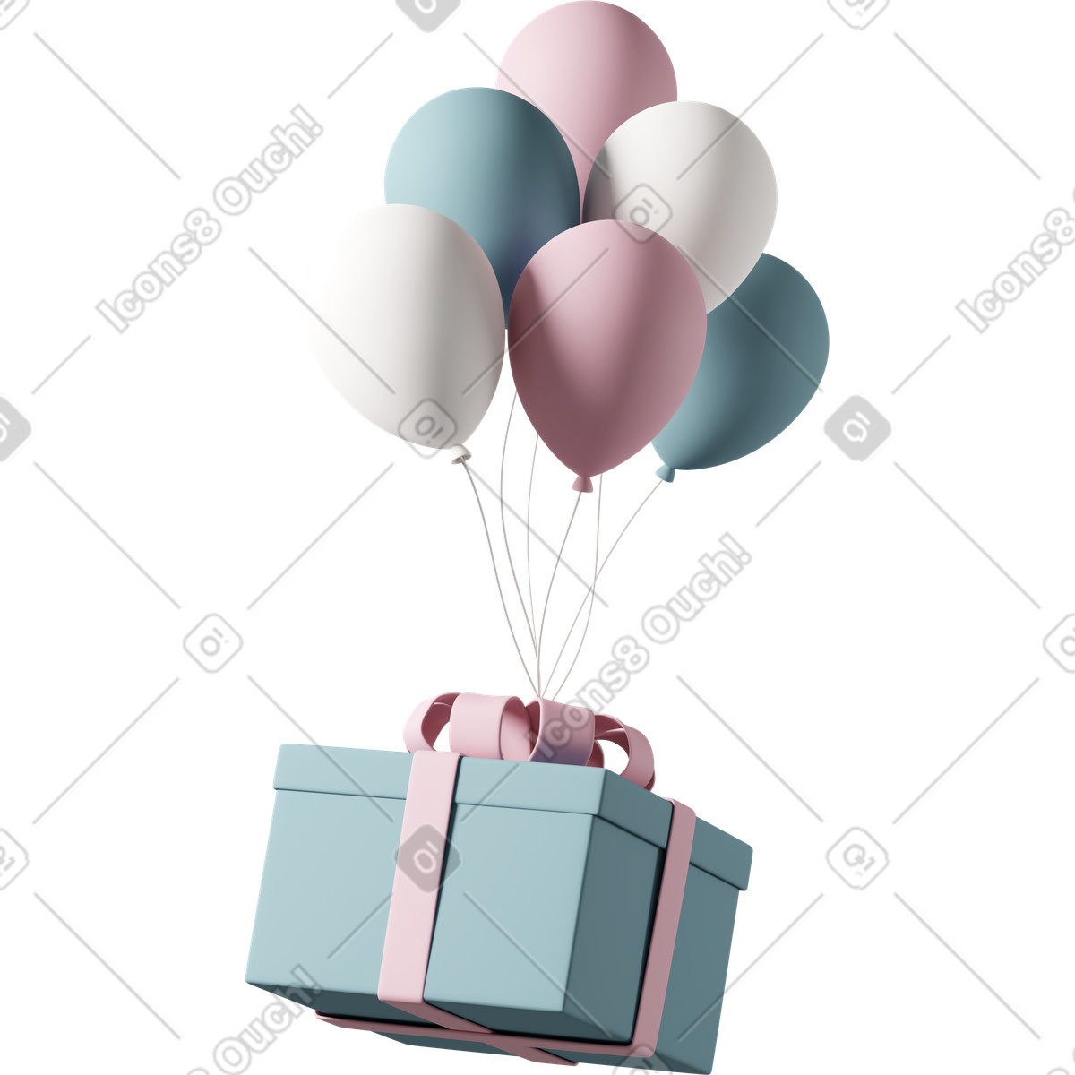下载 3D Casual life 风格的 Present with balloon 动画插图，支持 GIF、Lottie （JSON）、AE 格式
