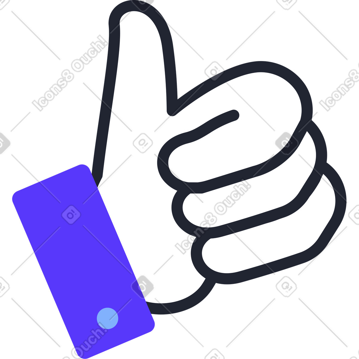 Ilustración La mano muestra los pulgares hacia arriba en estilo Pablita a descargar en PNG y SVG