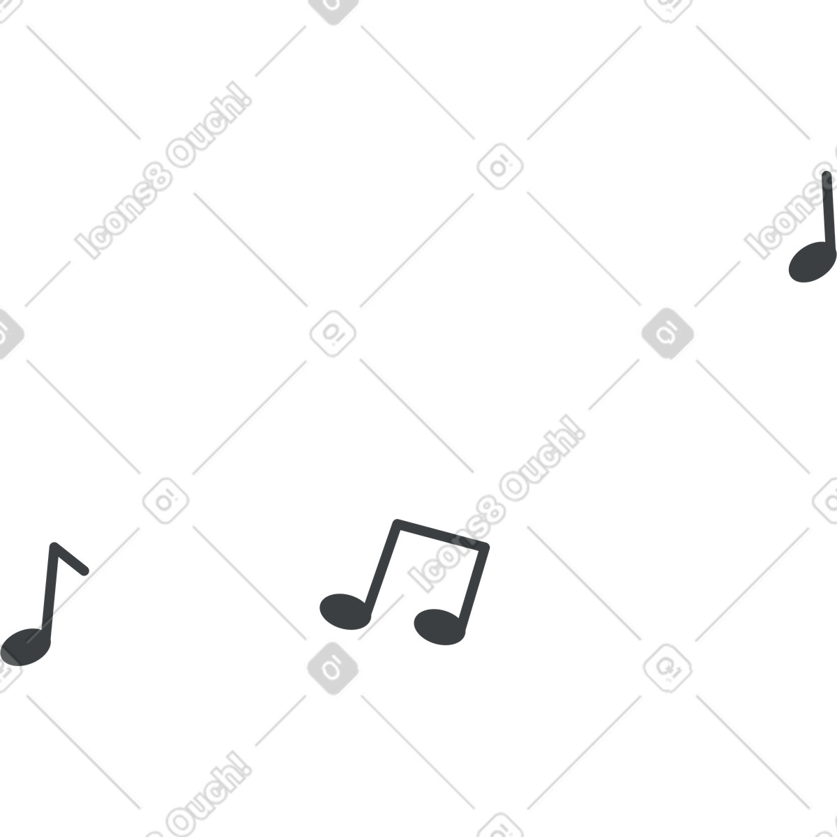 Three black musical notes illustration in Kiddo style download in PNG, SVG