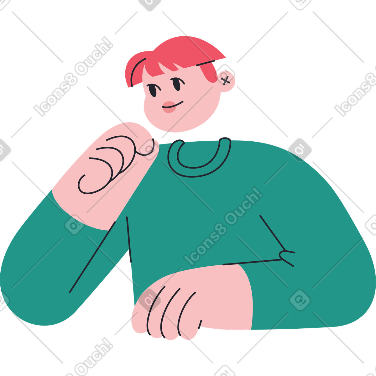 Thinking man torso illustration in Boba style download in PNG, SVG