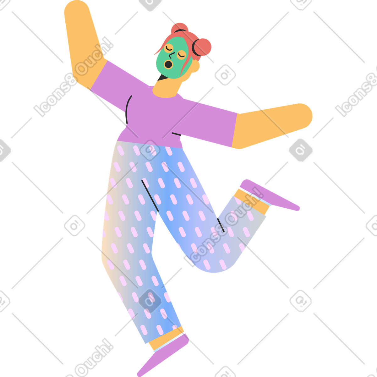 Dancing girl with a face mask illustrazione in stile Marginalia scarica in PNG, SVG