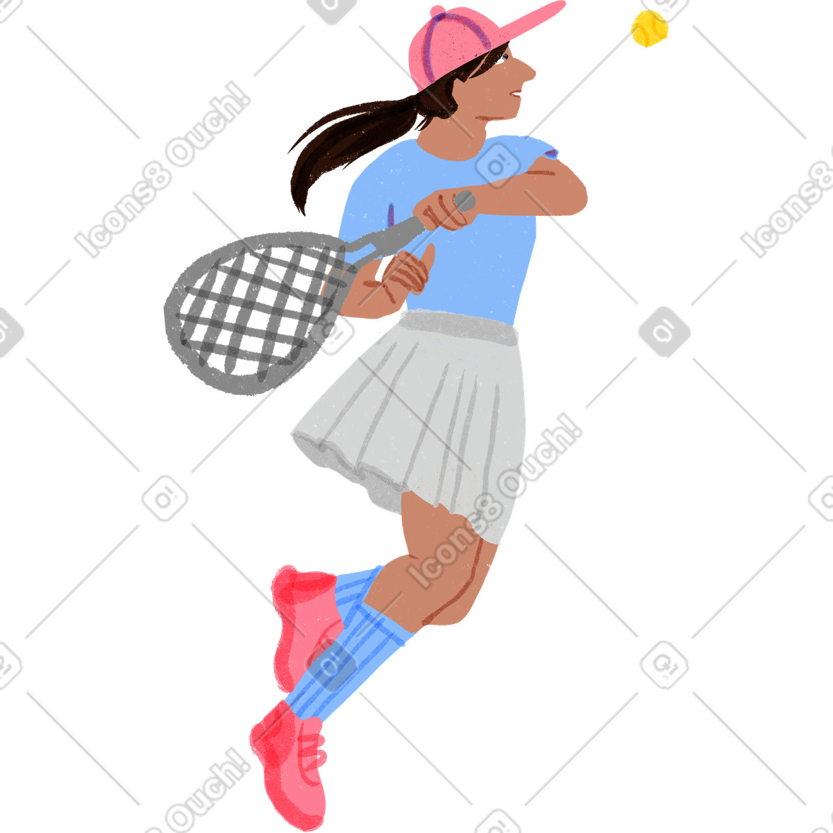 Woman playing tennis illustration in Public style download in PNG, SVG