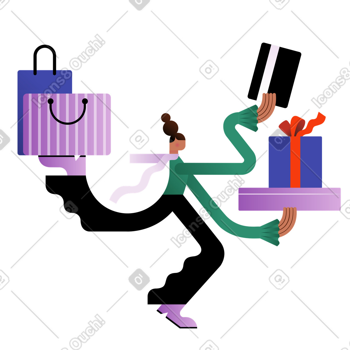 Ilustração de Customer making purchases with a credit card, Holiday shopping em no estilo Wavy para baixar em PNG, SVG