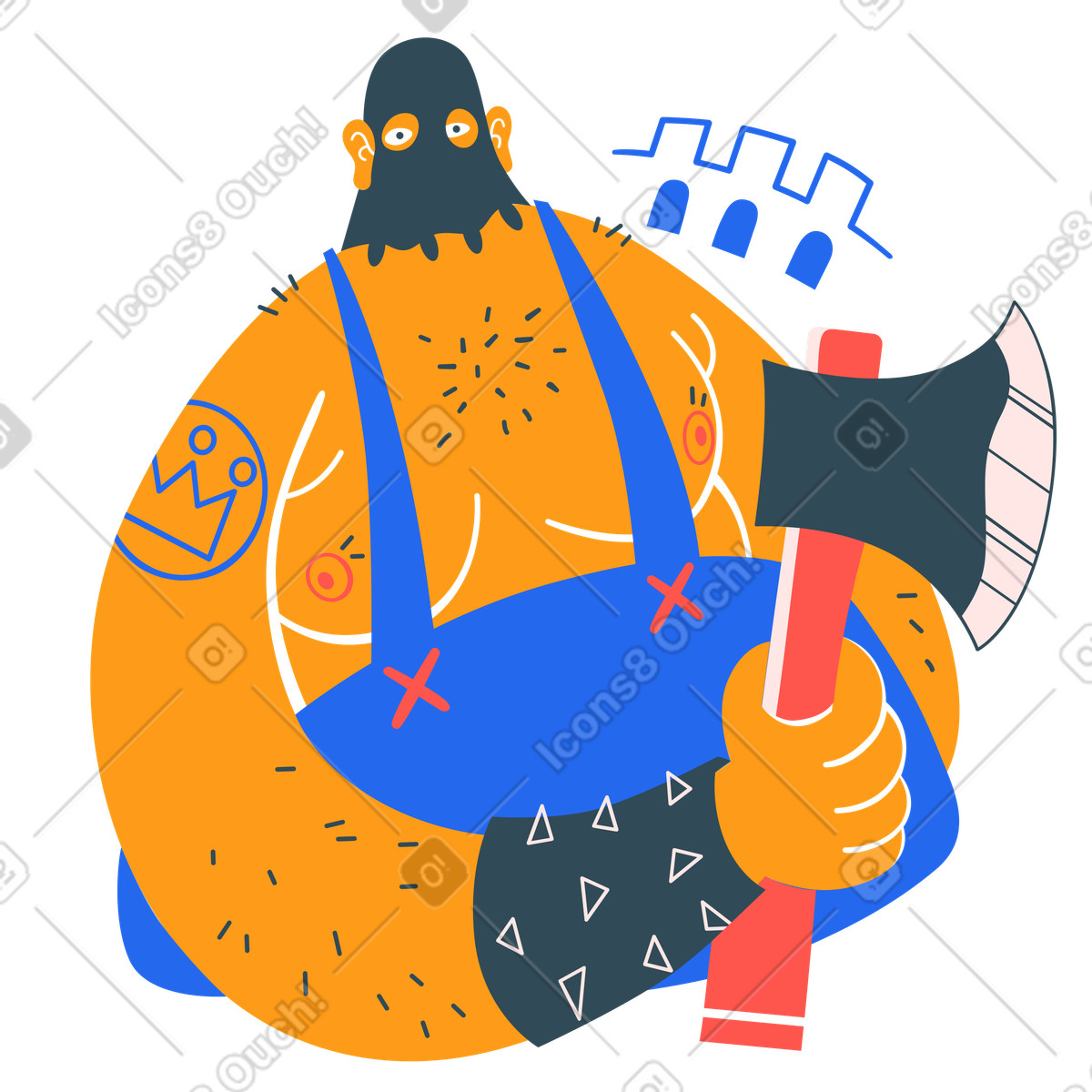 Executioner with ax illustration in Kingdom style download in PNG, SVG