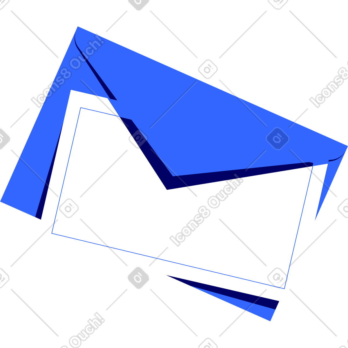 Ilustración Sobre azul con postal blanca en estilo Lounge a descargar en PNG y SVG