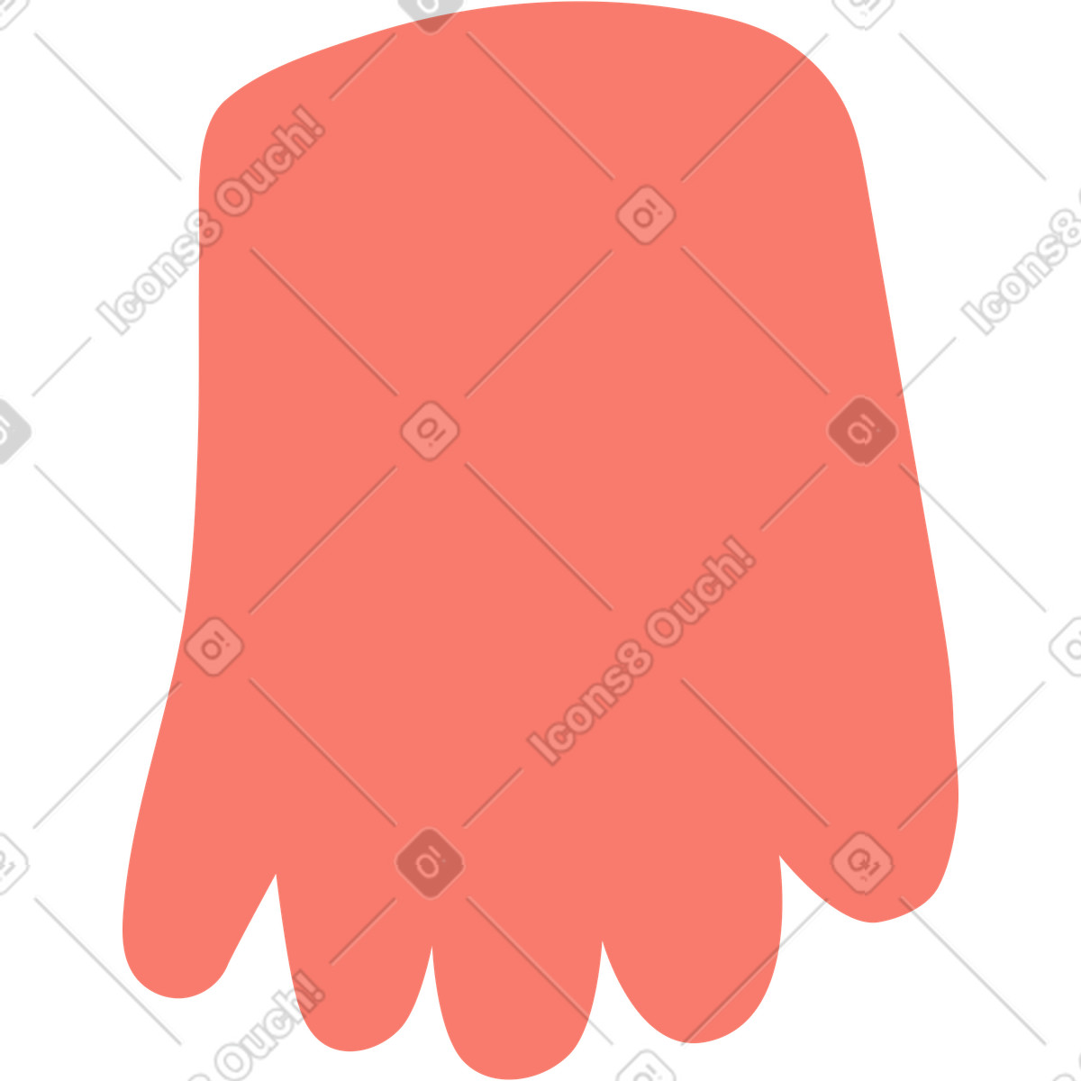 Handflächensilhouette mit abgerundeten fingern, minimale körperteilform-Illustration im Bold People-Stil als Download in PNG, SVG
