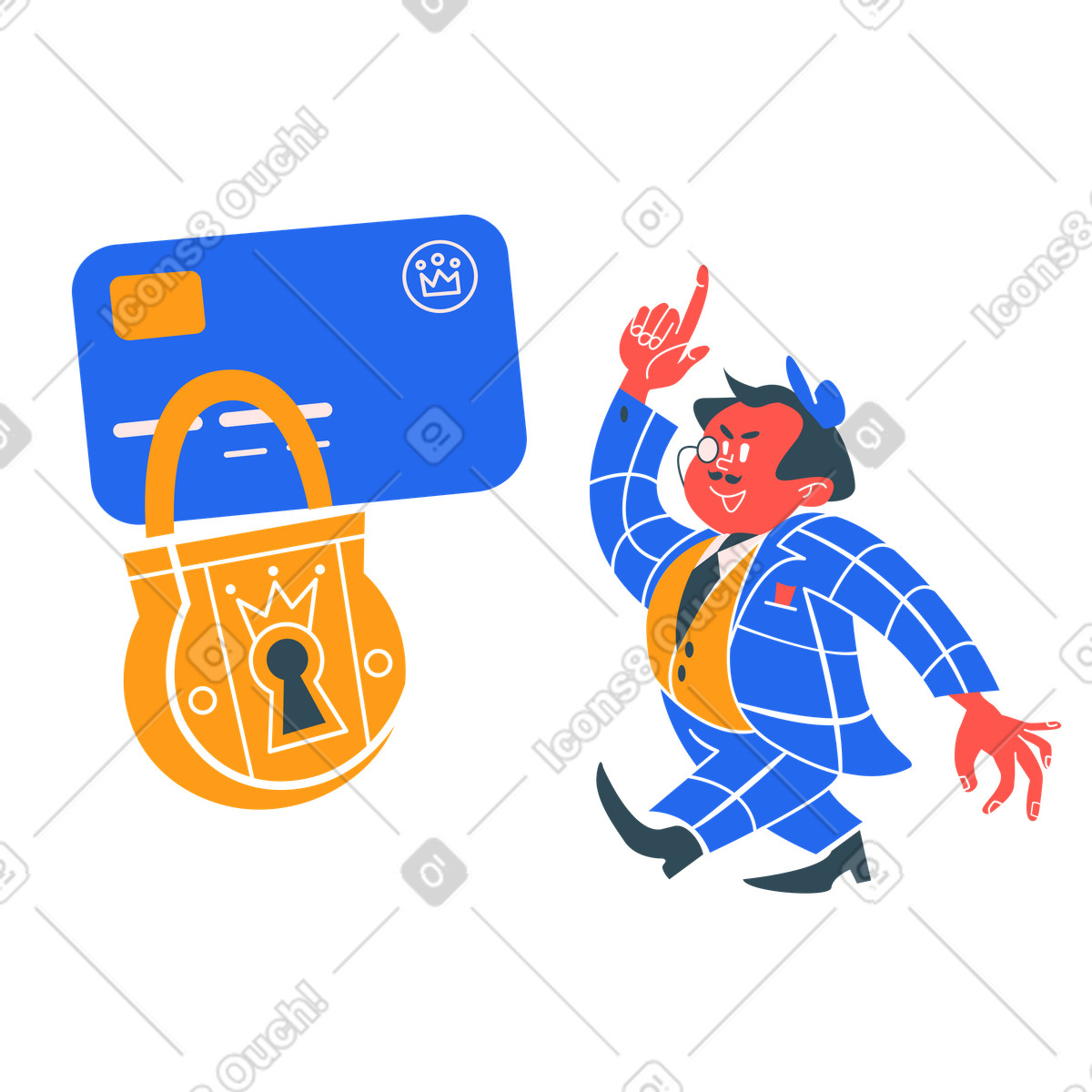 Card is locked illustration in Kingdom style download in PNG, SVG
