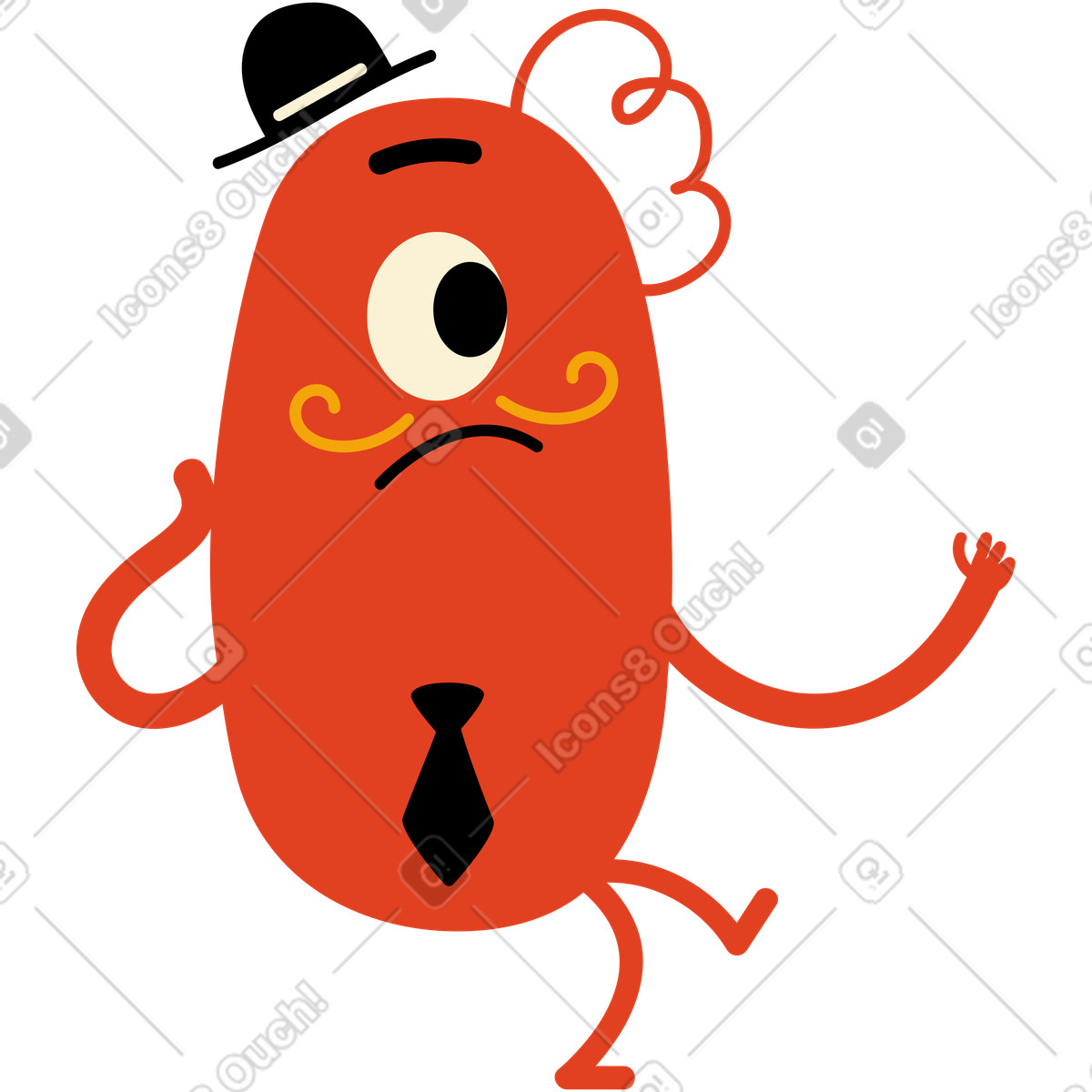 Red character with a mustache illustration in Jelly style download in PNG, SVG