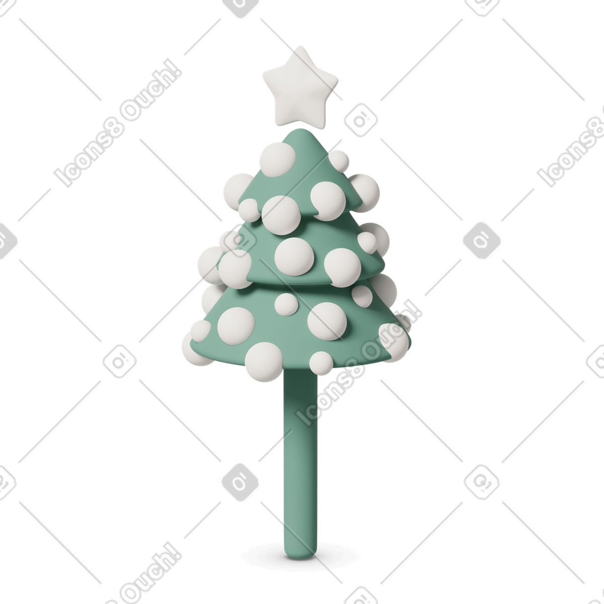 Decorated christmas tree long barrel illustration in 3D Casual life style download in PNG, SVG