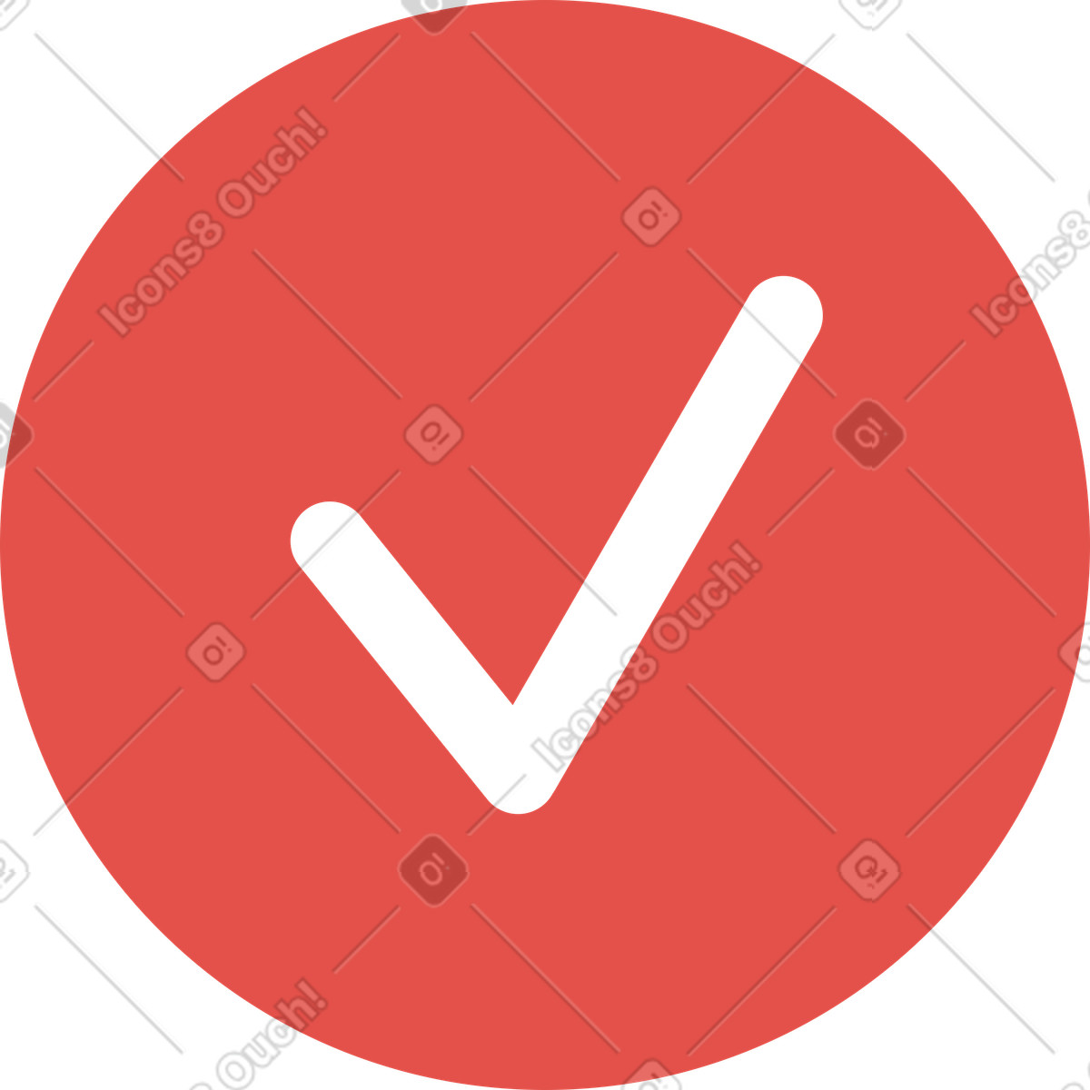 Red checkmark icon illustration in Lagom style download in PNG, SVG