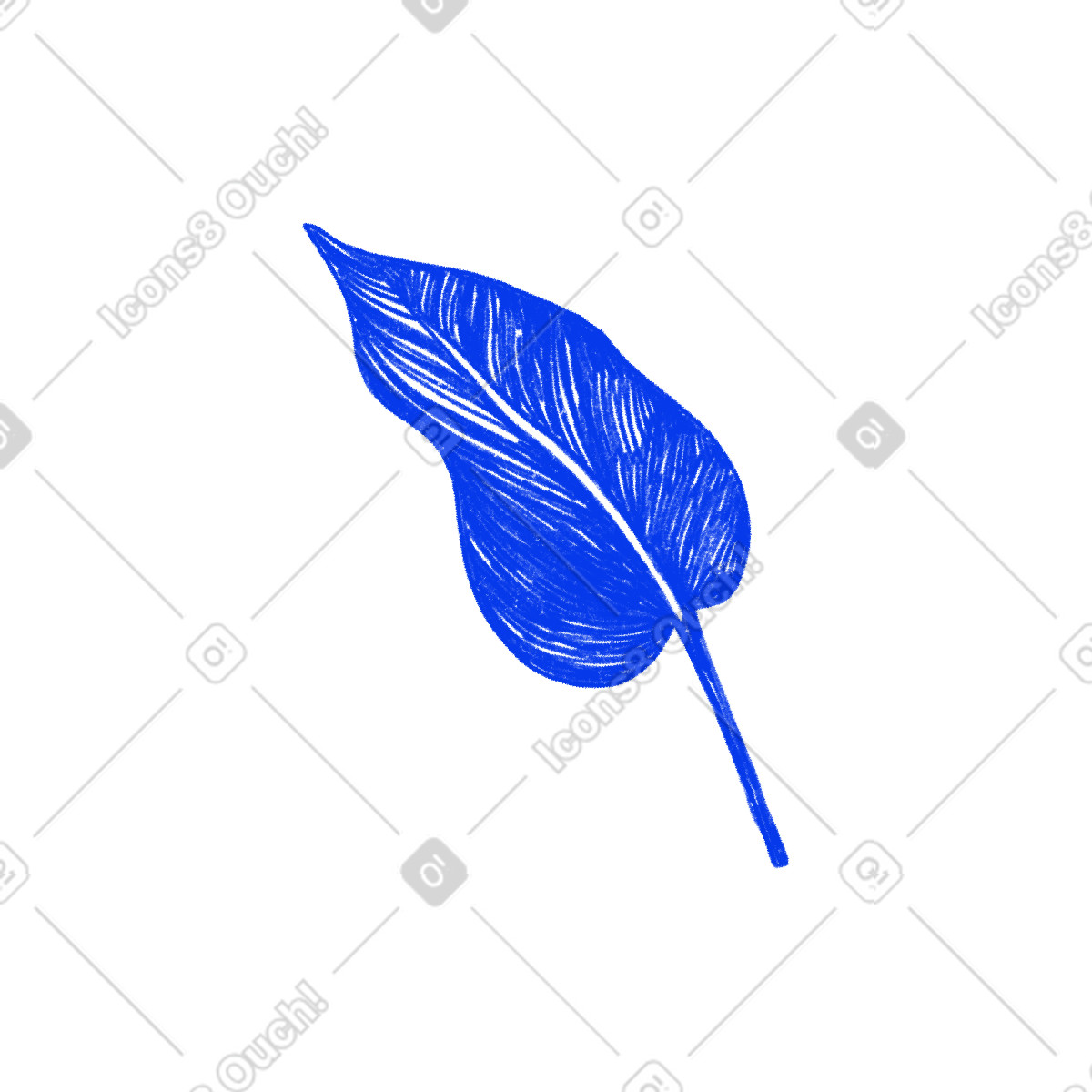 Biro 스타일의 Blue leaf plant 일러스트레이션 PNG, SVG 다운로드
