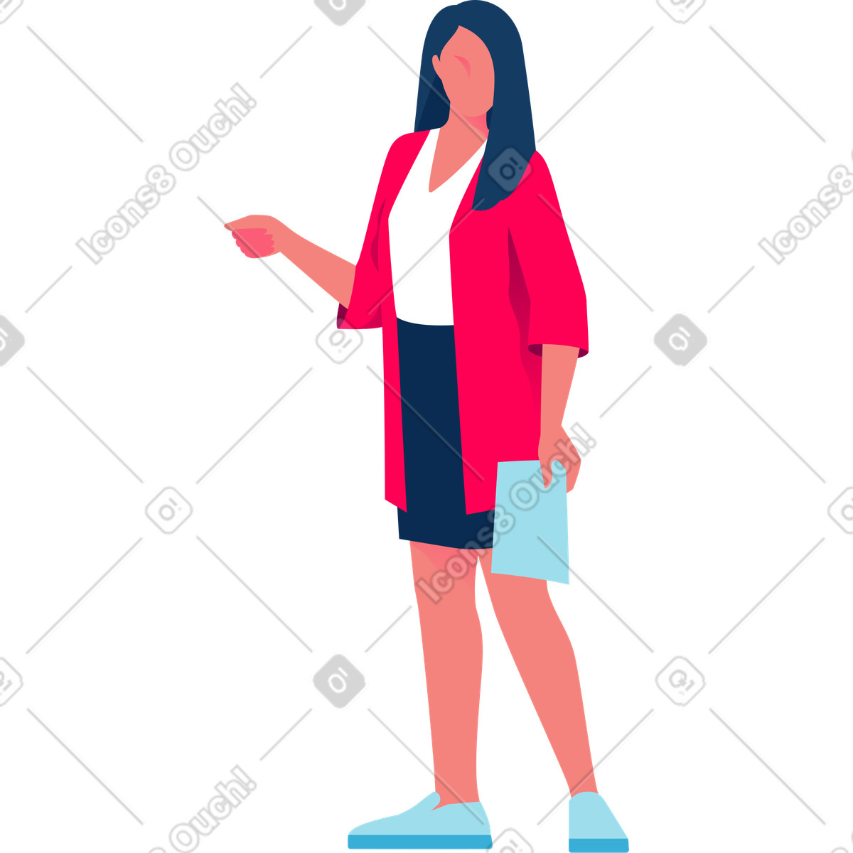 Donna con foglio di carta illustrazione in stile Daily scarica in PNG, SVG