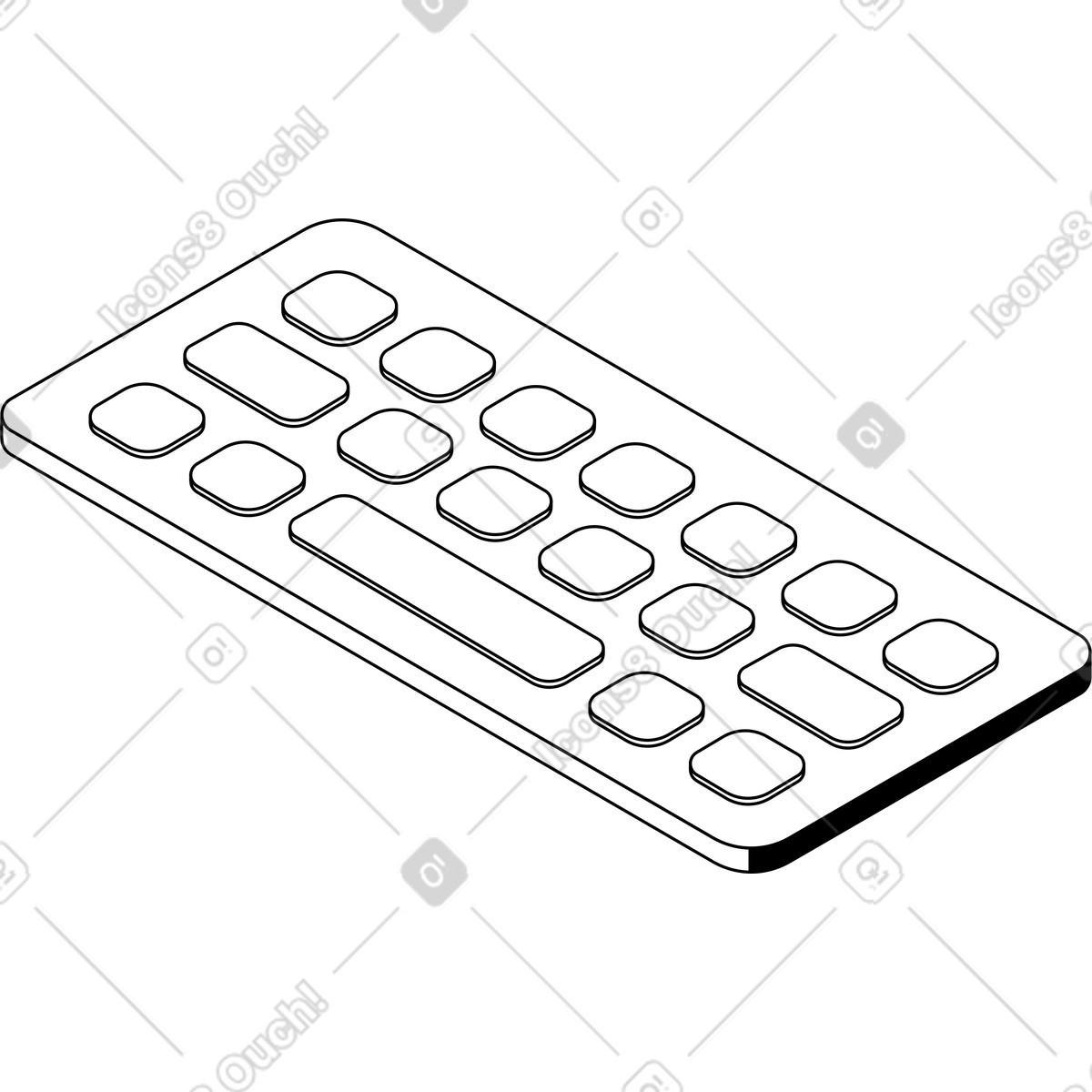 White keyboard illustration in Isometric style download in PNG, SVG