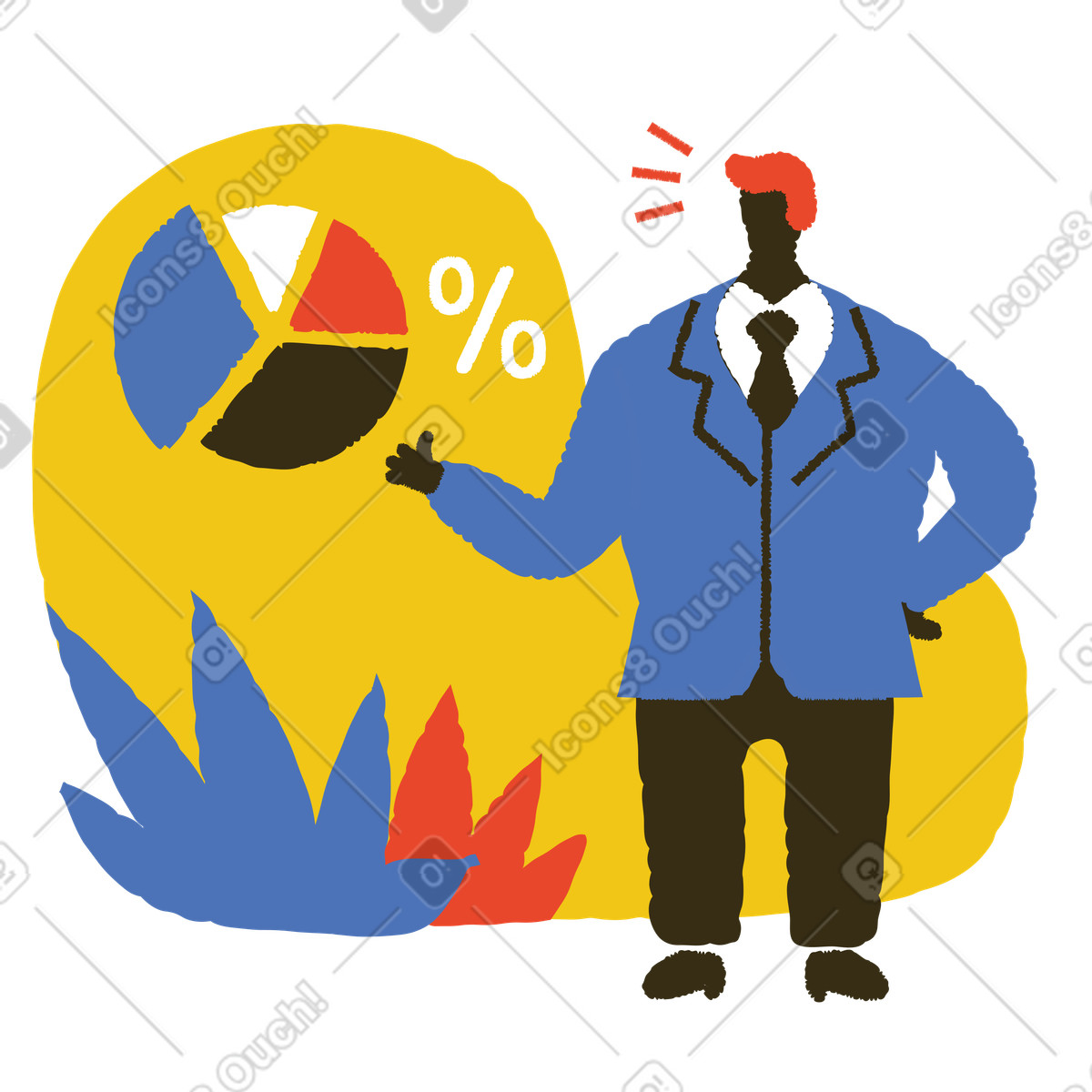 Pie chart overview illustration in Bermuda style download in PNG, SVG